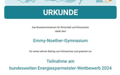 Erfolgreiche Teilnahme bei den Energiesparmeisterinnen und Energiesparmeistern